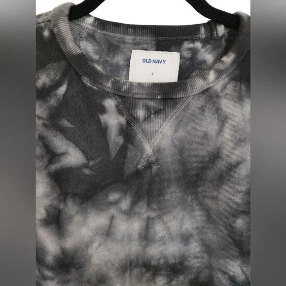 Old Navy Black and White Tie-Dye Mens Shirt - crew neck - long sleeves, size S - Picture 3 of 3